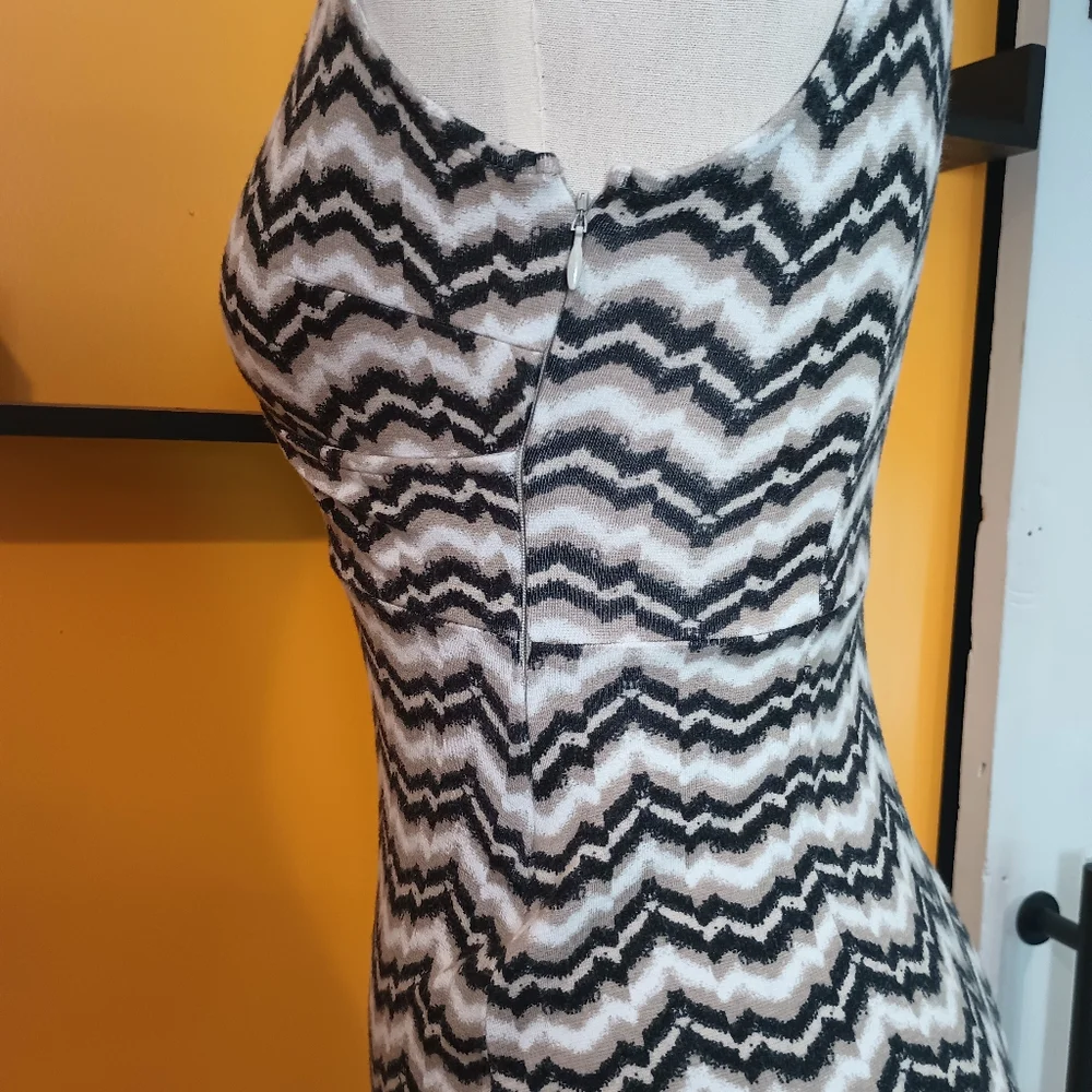 Ann Taylor Loft Petite White and Tan Black Striped Sleeveless Dress Size 0P - Picture 6 of 9